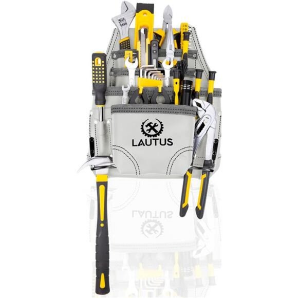 Oil Tanned Leather Tool Pouch Bag | White| Carpenter, Construction, Handyman - Picture 2 of 6